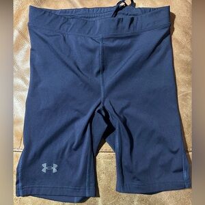 Under Armour UA Heatgear Mens LARGE 9" Compression Long running Shorts Navy